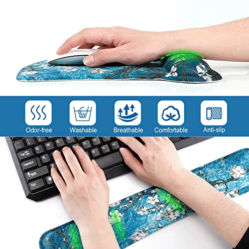ToLuLu Keyboard Wrist Rest Pad Ergonomic Mouse Pad Set, Gel Mousepad for PC - color: Van Gogh Painting