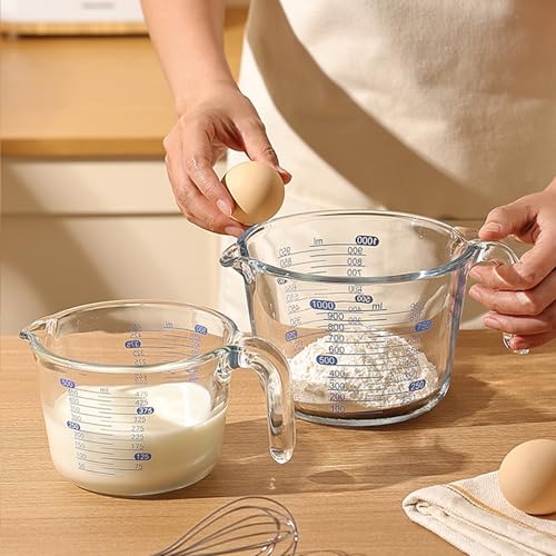 Clear Glass Measuring Jug 3 Pack Kitchen Measuring Cups with Scale - color: Transparent