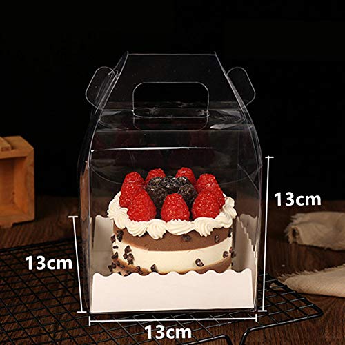 10Pcs Clear Cake Boxes Carrier Packaging for 4 Inch Cake Transparent Gift Box Plastic Cupcake Candy Display Boxes Portable Single Cake Containers for Wedding Birthday Parties Baby Shower Favors