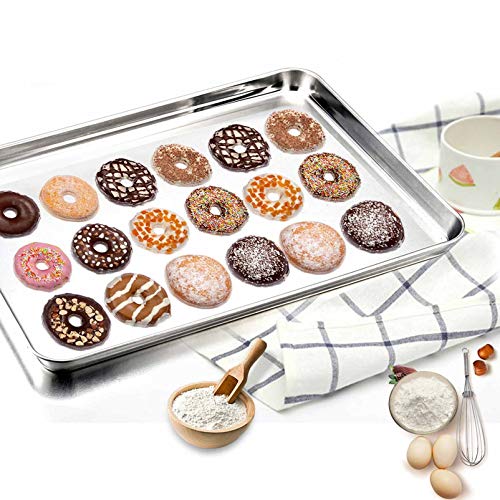 TeamFar Baking Sheet Set of 4, Stainless Steel Baking Pan Cookie Sheet