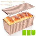 2.2lb Pullman Loaf Pan with Lid, Nonstick Carbon Steel Square Bread Pan for Baking Shokupan, Sandwich, Pain de Mie & Sourdough – Includes 6 Bonus Tools - color: Gold, size: 2.2LB (Single)