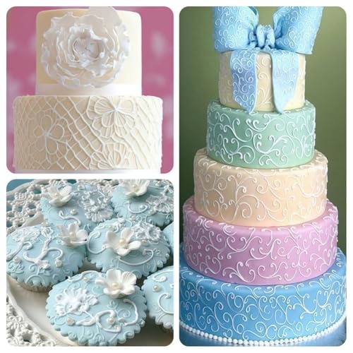 Ocmoiy Floral Molds for Chocolate & Fondant Cake Decoration, 6 Pack - style: Floral/rose/vine/lace