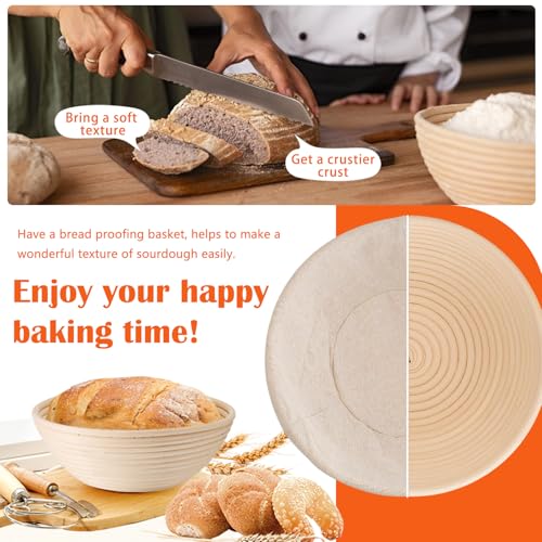 P&P CHEF Round 9 Inch Bread Proofing Baskets for Sourdough,Set of 2