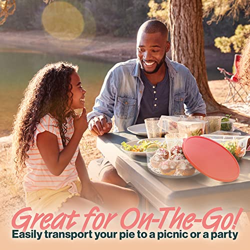 4 Pack Pie Carrier Cake Storage Container with Lid | 10.5" Large Round Plastic Cupcake Cheesecake Muffin Flan Cookie Tortilla Holder Storage Containers Airtight | Pie Keeper Transport Container - size: 4 Pack