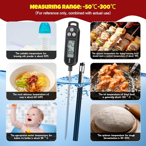 Copkim 6 Pcs Food Thermometer Instant Read Probe BBQ,Black, White, Red - color: Black, White, Red