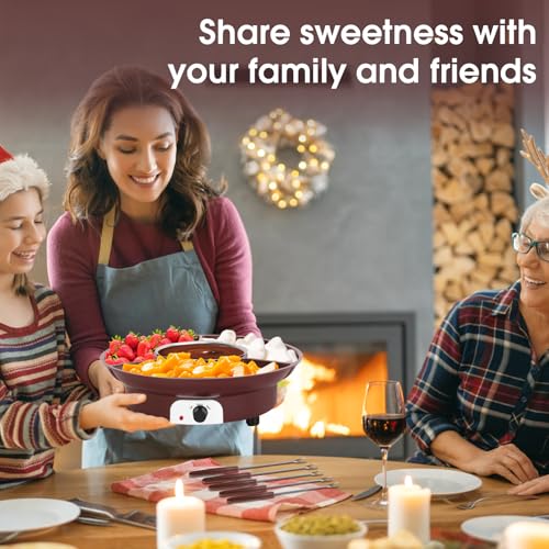 Electric Chocolate Melting Pot Chocolate Fondue Pot Set 3-Section Serving Trays with 6pcs Dipping Forks Perfect for Housewarming Christmas Party Gifts (Brown) - color: Brown