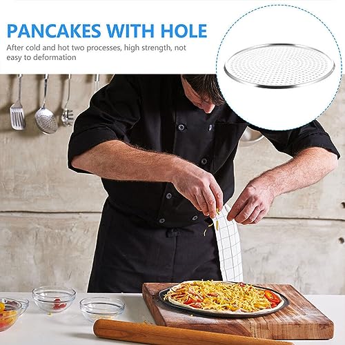 HANABASS 16.65 inch Round Pizza Pan with Holes Pizza Screen for Oven Baking Stainless Steel Mesh Tray for Homemade Pancakes Sheet Cakes Serving Tray