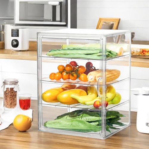 Bread Box for Kitchen Countertop, 4 Layers Pastry Display Case, 2 Pack - size: 4tier 2Pcs
