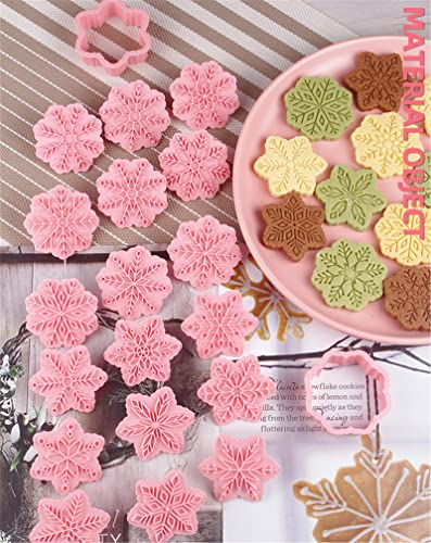 6-Pointed Snowflake Cookie Stamps Plastic Pink 9 Patterns Christmas