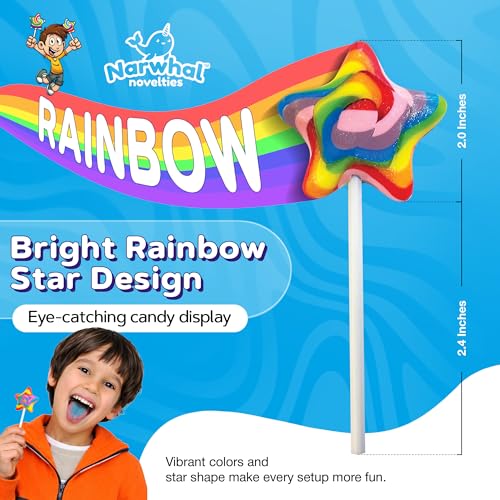 18 Pcs Individually Wrapped Rainbow Star Lollipops Swirl for Kids Goody Bag - style: Star