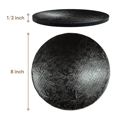 Cakebon Cake Boards 8" Black Round Cake Drums 1/2" Wrapped Edge 1Pack - color: Black, size: 8 Inch