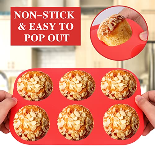 Silicone Muffin Pans,6 Cup Large Silicone Cupcake Pans 2Pack