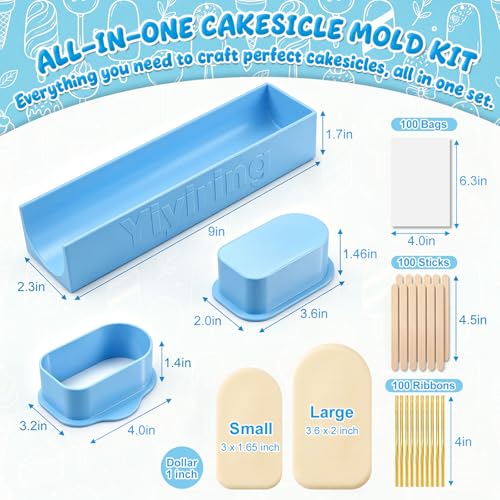 3.6in Cakesicle Cutter with 9in Tray, Blue Cakesicle Mold Set - color: Blue, size: 3.6in, style: Single Slot