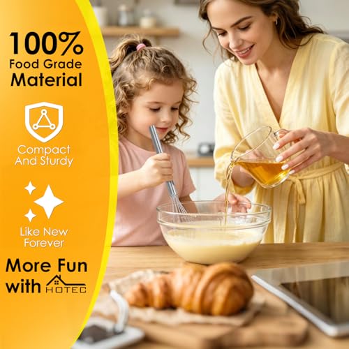 HOTEC 10In Mini Whisks Set, Anti-Rust 304 Stainless Steel Small Whisk - color: 1pcs: Silver 10"