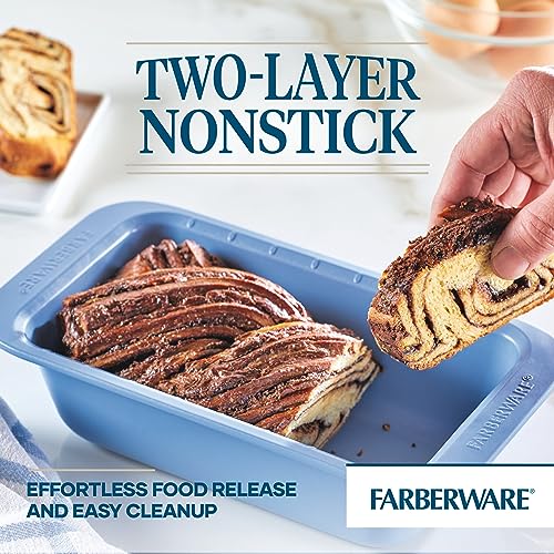 Farberware Easy Solutions Nonstick Bakeware Meatloaf/Loaf Baking Pan, 9 Inch x 5 Inch with Portion Marks - Blue - size: Loaf Pan (9 x 5 inches)