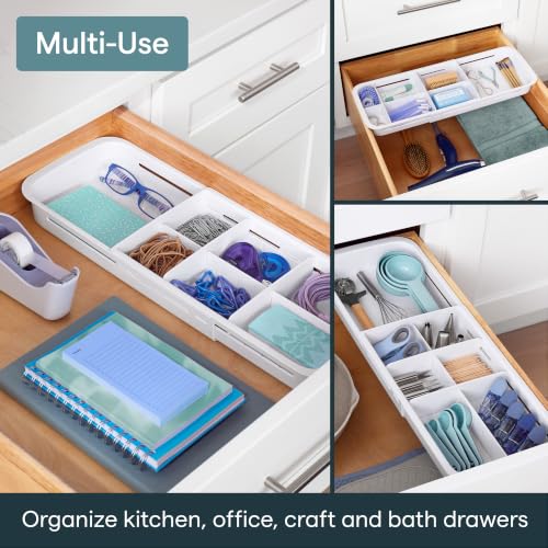 YouCopia DrawerFit Sliding Drawer Tray with Adjustable Dividers, Expandable Kitchen Storage Organizer, Speckled White - style: Tray