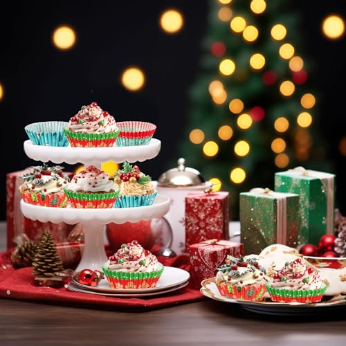 SANNIX 450pcs Christmas Cupcake Liners, 9 Patterns, Santa Snowman Christmas - style: Christmas