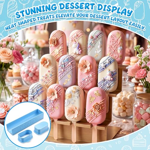 3.6in Cakesicle Cutter with 9in Tray, Blue Cakesicle Mold Set - color: Blue, size: 3.6in, style: Single Slot