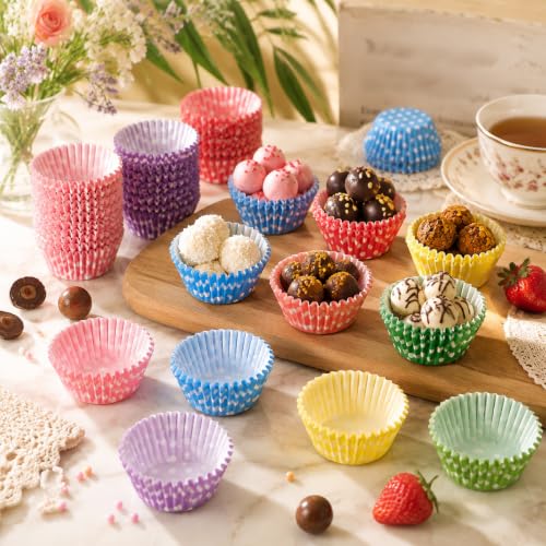 600 Pcs Mini Cupcake Liner Small Candy Cups Confetti Sprinkle Cupcake Liners Baking Cups Paper Baking Cupcakes Liner for Birthday Party Cake Decoration