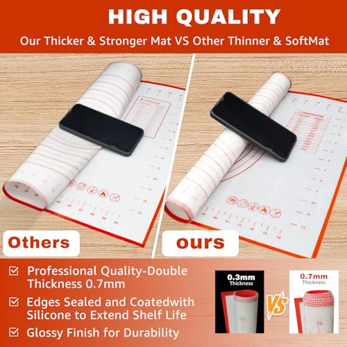 Silicone Baking Mat Dough Mat Non-Slip and Reusable Light Red