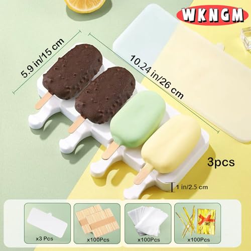 3pcs Cake Pop Molds, Silicone Popsicle Molds with Lids Ice Cream Bar Mold - color: Purple