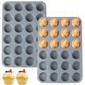 24 Cups Silicone Mini Muffin Pan Set, Nonstick Mini Cupcake Pans, BPA Free Small Muffin Tin for Baking, Set of 2 (Grey+Grey) - color: Set of 2--24 Cups (Gray+Gray)