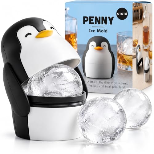 OTOTO Penny Penguin Ice Ball Maker, Sphere Ice Mold - White Elephant Gifts
