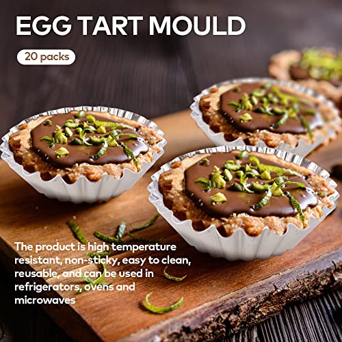 20 Pcs Aluminum Foil Tart Pans, Mini Pie Tins for Baking & Desserts