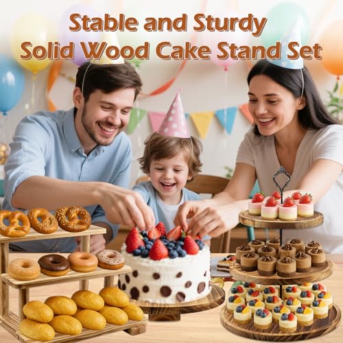 Esmorah Rustic Wooden Dessert Table Display Set of 6, Cupcake Stand - color: Set of 6