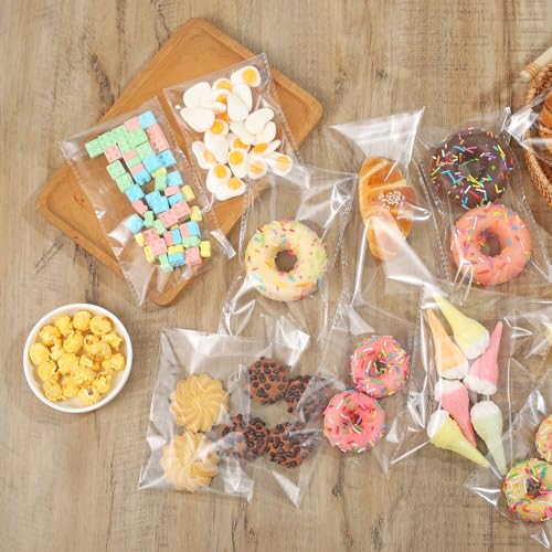 400PCS 6x6 Inches 3.2Mil Clear Cellophane Bags Self Sealing Cookies Bags Self Adhesive Resealable Cello Bag for Packaging Candy Cookies Party Favors Gifts,Thick - color: 6"x6"-400