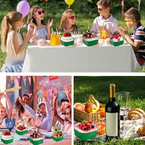 50 Pcs Mini Square Baking Cups with Lids,5oz Aluminum Foil Mini Cake Pans with Lids,Disposable Ramekins Cake Pans,150ml Dessert Cups Cupcake Pans for Wedding Birthday Party,Dark Green - color: Dark Green, size: 5oz
