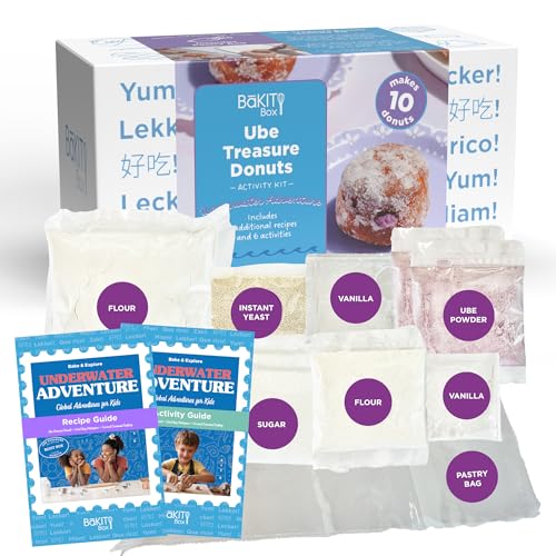 BāKIT Box Donut Baking Kit for Kids – Ube Treasure Donuts, Filipino Dessert - color: Ube Treasure Donuts