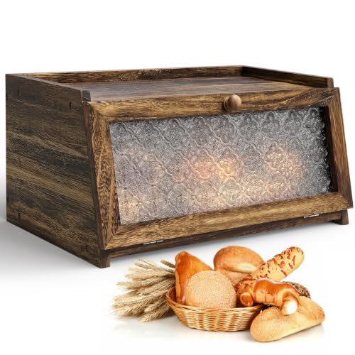 LOHASOK Bread Box for Kitchen Countertop,Charred Crabapple - color: Carbonized Crabapple, size: 1‑tier