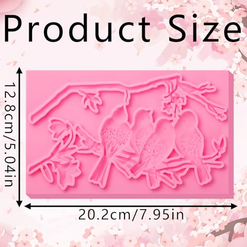 Magpie Fondant Mold, Plum Blossom Branch Chocolate Silicone Mold - color: Magpie Fondant Mold