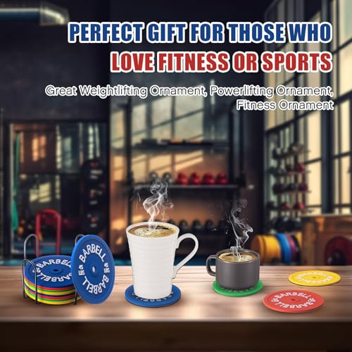 Blushtier 8 Pcs Barbell Bumper Plate Cool Coasters for Gym Lovers, Colorful - color: Colorful