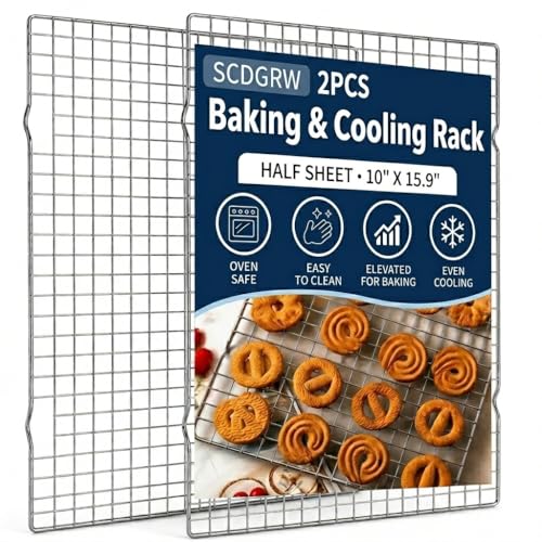 Cooling Rack Set of 2, 10" x 16" No Warp Heavy Duty Stainless Steel Baking Rack - Fits Jelly Roll Cookie Sheet Pan, Oven Safe 575°F, for Baking, Roasting & Dehydrating, Dishwasher Safe - color: Cooling rack*2