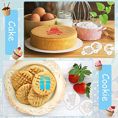 Tenare 20 Pcs Birthday Cookie Stencil for Baking Decoration