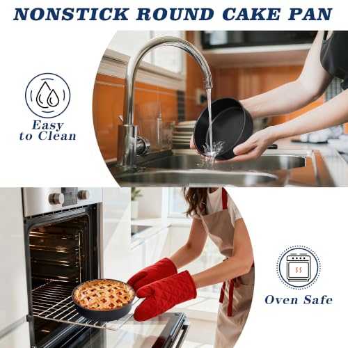 E-far 9 Inch Cake Pan, 3PCS Nonstick Stainless Steel Baking Cake Pans Tins - size: 9 Inches