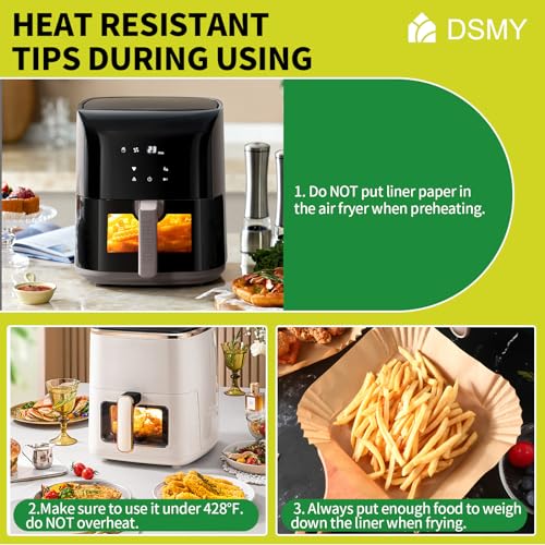 150 PCS Air Fryer Disposable Paper Liners,8 Inch Square Parchment Disposable Paper Liner for 5-8QT Air Fryer,Baking, Roasting and Microwave, Non-Stick Airfryer Accessories1