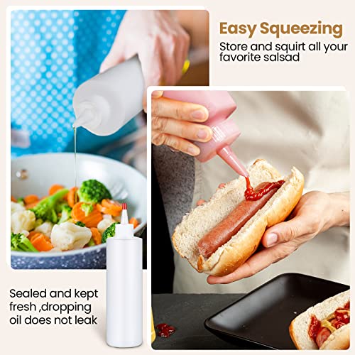 16 oz 30 Pack 16 oz Plastic Condiment Squeeze Bottles for Sauces, Red - color: Red