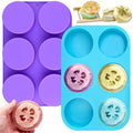 Sakolla 4oz Round Silicone Soap Molds, 3.15'' Cylindrical Soap Molds for Loofah Soap Bath Bombs Steamer Lotion Bars, Set of 2 - color: Round/Purple & Blue