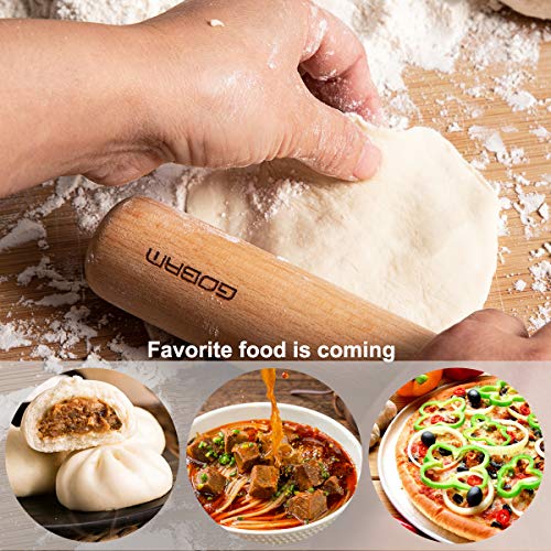 GOBAM Wood Rolling Pin, Small - Dough Roller for Pasta, Cookies, Pie, Pizza, Chapati, Fondant, Rolling Pins for Baking, Bread Making Tools and Supplies - 11 x 1.38 Inches - size: 11*1.38inch