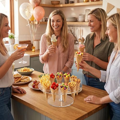 3 PCS Acrylic Ice Cream Cone Holder, 16 Holes Cupcake Display Stand, Clear Food Grade Display Rack for Sushi, Popcorn, Parties & Events