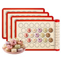 Macaron Baking Mat Silicone Non Stick, Half Sheet Reusable Pack of 4 Red - color: Macaron Baking Mats Red, size: 1/2 Size Pack of 4