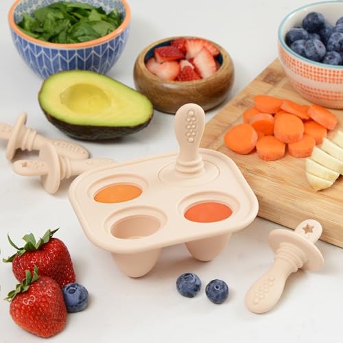 PrimaStella Silicone Petite Pops - Baby Popsicle Mold - BPA Free - Dishwasher Safe - 4 months+ Teether Pops (Pink) - color: Pink