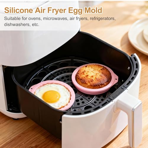 uxcell 2Pcs 7" Air Fryer Egg Pan Easy Release Ramekins Reusable, Pink - color: Pink, size: 7 Inch