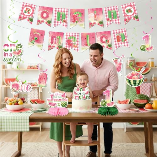 One in a Melon Decorations Set, Watermelon Themed Birthday Decoration