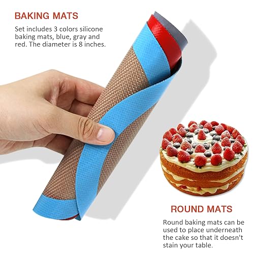 Round Silicone Baking Mat for 8 Inch Cake Pan, 3 Pack - size: 3 Pack-Round-8 Inch