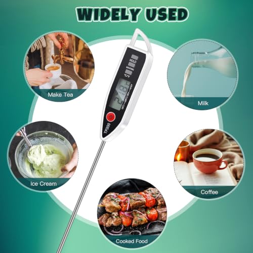 Copkim 6 Set Digital Food Thermometer Long Probe Instant,Black, White, Red - color: Black,White,Red