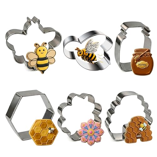 6 Pcs Butterfly Cookie Cutter Set, Stainless Steel Butterfly Shapes Molds for Party Baking Tool, Kids Birthday Decoration, Biscuit, Fondant & Sandwich, Homemaking, Biscuits, Dough (Bee)